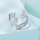 925 Sterling Silver Plated White Gold Adjustable Ring for Women