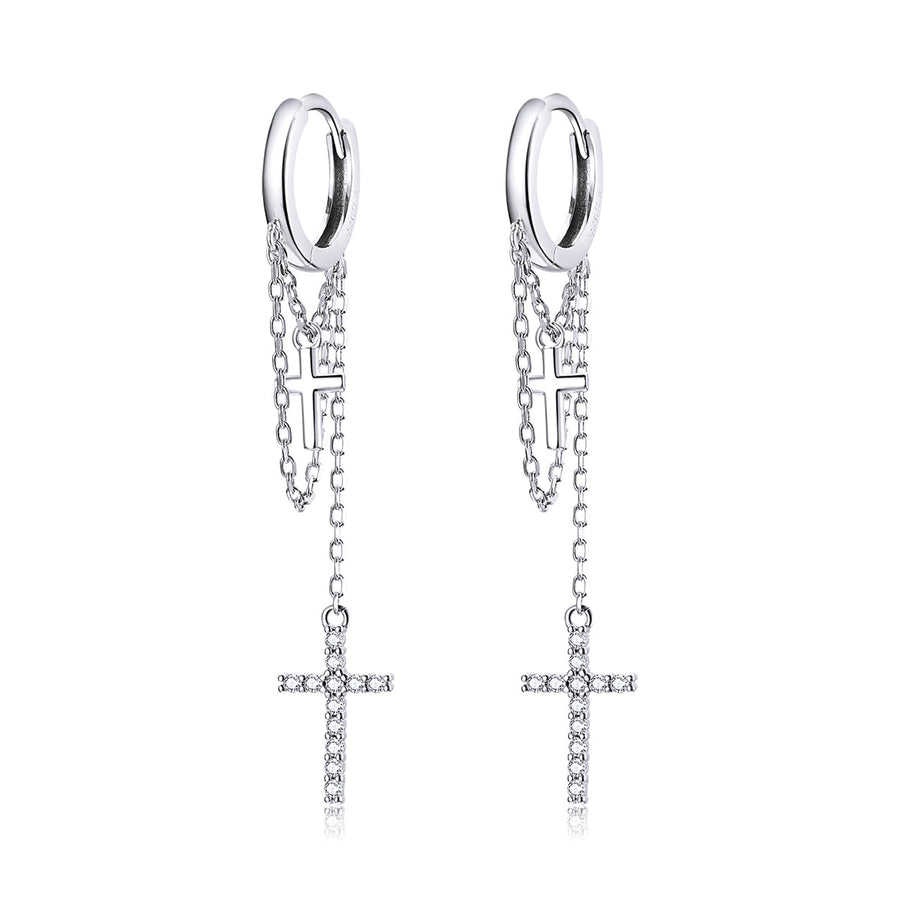 S925 Sterling Silver Plated Platinum Pavé Setting CZ Earrings for Women