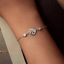 925 Sterling Silver White Gold Plated Bracelet with CZ Pendant