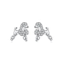 925 Sterling Silver White Gold Plated Pavé CZ Earrings
