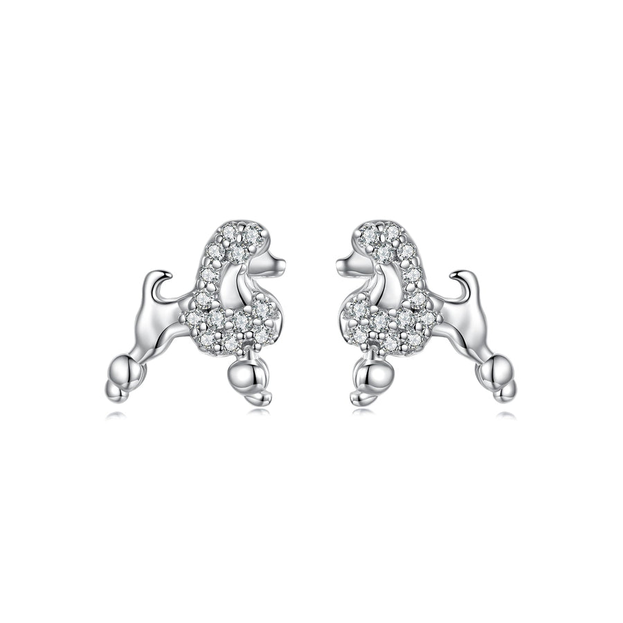 925 Sterling Silver White Gold Plated Pavé CZ Earrings