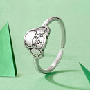 925 Sterling Silver Oxidized Silver Dog Ring for Women