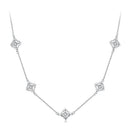 925 Sterling Silver + Moissanite Necklace with Plated White Gold - 40+5cm Length for Women