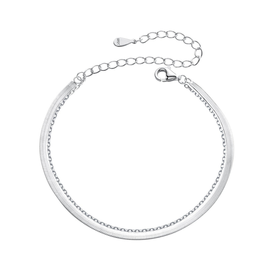 925 Sterling Silver 15+6cm White Gold Plated Bracelet for Women