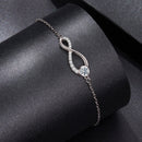 925 Sterling Silver Moissanite Pavé Bracelet for Women - 21cm, White Gold Plated, CZ