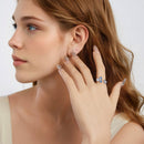 925 Sterling Silver Ring with Enamel Process and Pavé CZ - Stylish & Elegant Design for Women