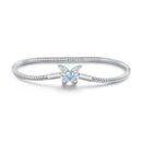 925 Sterling Silver Moonstone Bracelet 17.0 cm Pavé Setting for Women
