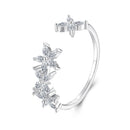 925 Sterling Silver White Gold Plated Pavé Setting CZ Flower Ring for Women