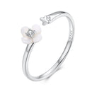 925 Sterling Silver White Gold Plated Ring with Nacre and CZ for Women