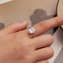 925 Sterling Silver 3.5 Carat Oval Zircon Ring with White Gold Plating for Women