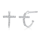 S925 Sterling Silver Earrings with Pavé Set CZ in Platinum Finish