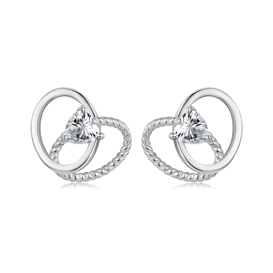 925 Sterling Silver White Gold Plated Pavé Setting CZ Earrings