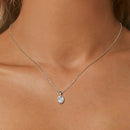 925 Sterling Silver 1 Carat Moissanite Necklace with Pavé Setting, 400 mm Length for Women