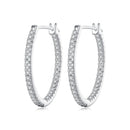 925 Sterling Silver Earrings with Pave Setting CZ in White Gold for Women