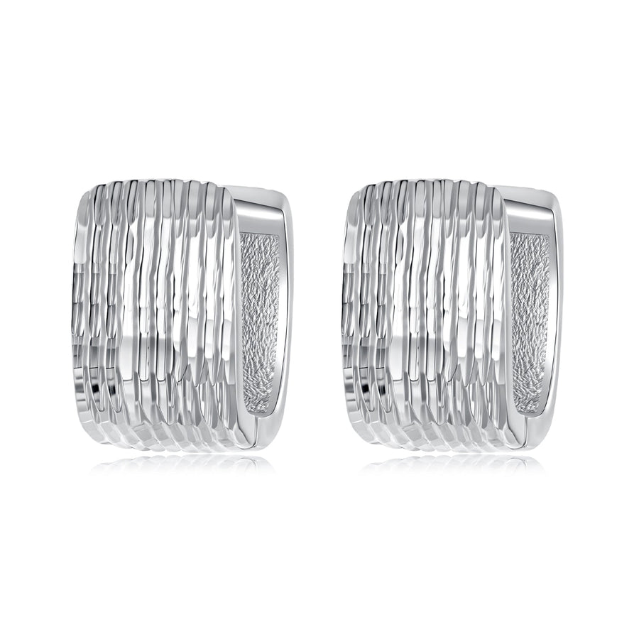 925 Sterling Silver Earrings for Women with White Gold Plating - 1.1cm x 0.7cm