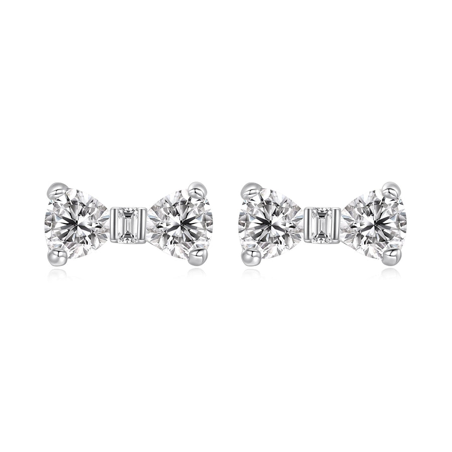 925 Sterling Silver Earrings with Pavé Setting CZ and White Gold Plating