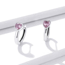 925 Sterling Silver Earrings with Pavé Setting CZ, Oxidized Silver, 1.2x0.5cm for Women