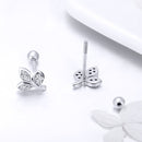 925 Sterling Silver Oxidized Pavé Setting CZ Earrings