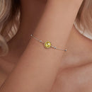 925 Sterling Silver White Gold Plated Bracelet with Transparent Glass Charm for Women