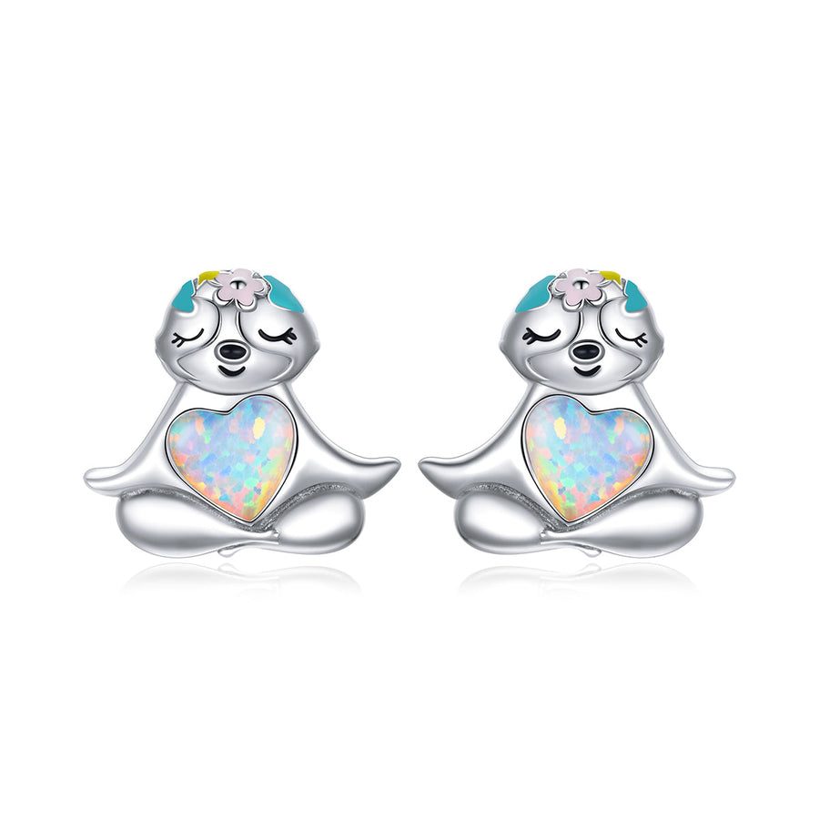 925 Sterling Silver Earrings with Translucent Opal