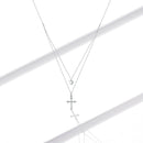 925 Sterling Silver Adjustable Platinum Plated Necklace with CZ - 1.4cm for Women