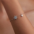 925 Sterling Silver Plated Platinum Bracelets with Ice Flower Zirconia for Women