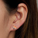925 Sterling Silver Earrings with Pavé Setting and Enamel Process, Oxidized, 0.7*0.9cm for Women