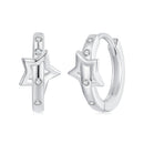 925 Sterling Silver & White Gold Earrings with Pavé Setting CZ - 12x6mm for Women