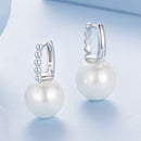 925 Sterling Silver Earrings with White Gold Plating and Shell Pearl for Women