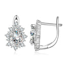 925 Sterling Silver Platinum Plated CZ Pavé Setting Earrings