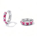 925 Sterling Silver Enamel CZ Earrings for Women, 1.2*0.3cm, Platinum Plated