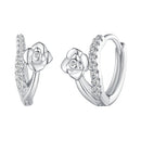 925 Sterling Silver Platinum Plated Pavé CZ Earrings
