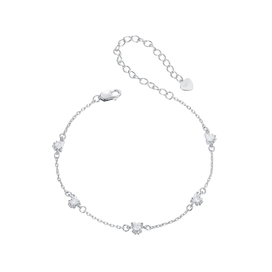 925 Sterling Silver Bracelet with Pavé Setting CZ and White Gold Plating