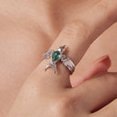 925 Sterling Silver Transparent Glass Ring for Women