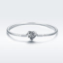 SCB 925 Sterling Silver Bracelet in Classic Style, Size 17.0 for Women