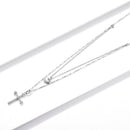 925 Sterling Silver Adjustable Platinum Plated Necklace with CZ - 1.4cm for Women