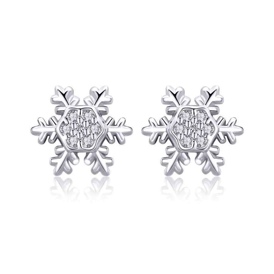 S925 Sterling Silver Earrings with CZ in Pavé Setting - 0.8*0.8cm for Women
