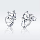 925 Sterling Silver Earrings with Pavé Setting in Oxidized Finish