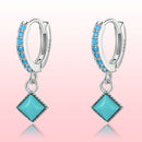 S925 Sterling Silver Turquoise Earrings - 2.1*0.7cm for Women