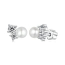 925 Sterling Silver 0.1 Carat Moissanite and Pearl Earrings for Women