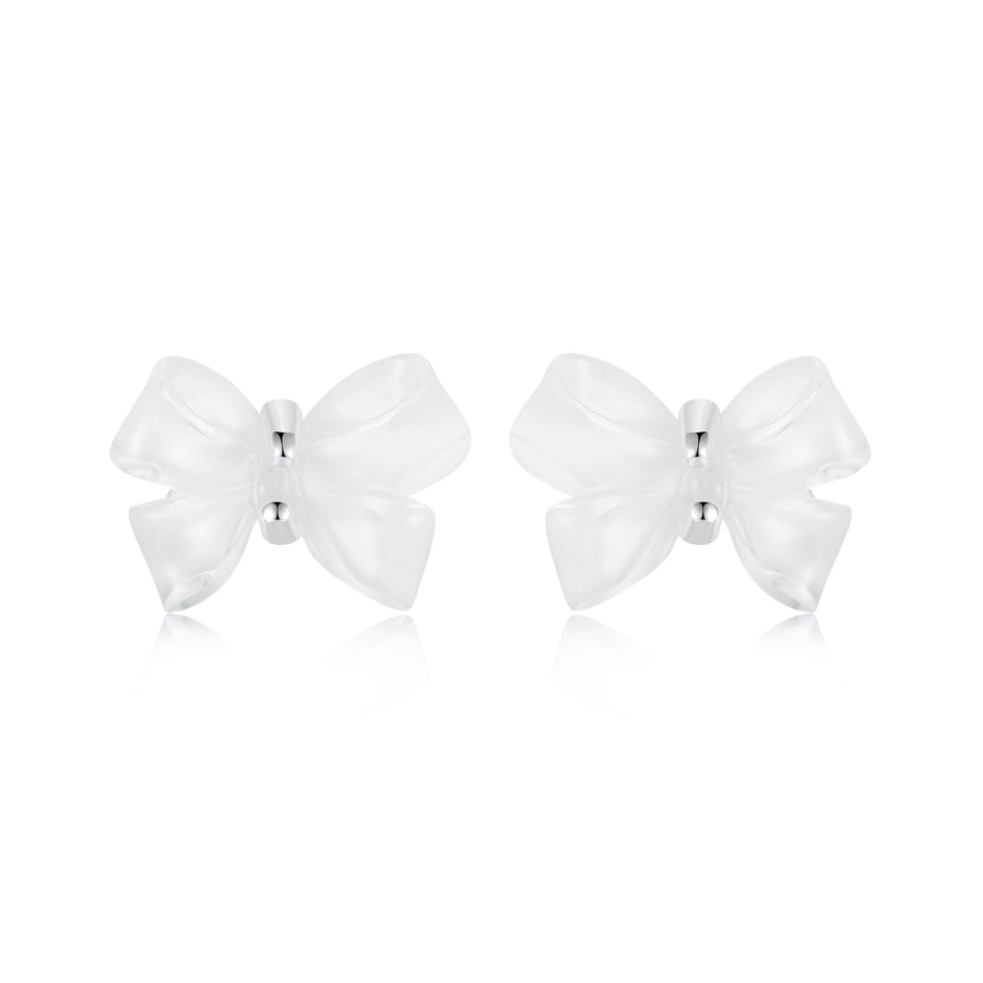 925 Sterling Silver Earrings for Women, 0.8*1.1cm, Plated White Gold