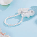 925 Sterling Silver Adjustable White Gold Plated Bracelet with Synthetic Pearl for Women