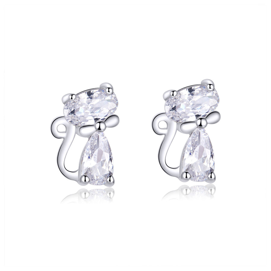 925 Sterling Silver Plated Platinum Earrings with Pavé Setting CZ for Women