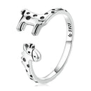 925 Sterling Silver Oxidized Giraffe Ring for Women