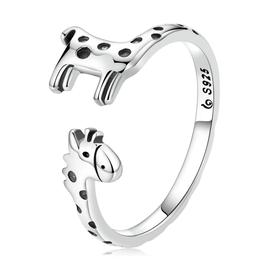 925 Sterling Silver Oxidized Giraffe Ring for Women