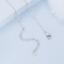 925 Sterling Silver Pendant Necklace with CZ and Transparent Glass for Women