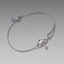 925 Sterling Silver Adjustable Chain Bracelet with White Gold Plating and CZ for Women