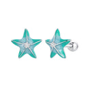 925 Sterling Silver Enamel White Gold Plated Earrings