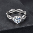 925 Sterling Silver Moissanite Ring in Size 7 with Pavé Setting for Women