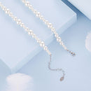 925 Sterling Silver White Gold Plated Necklace with Synthetic Pearls for Women